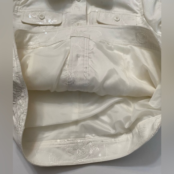 Julie Mitchell Urban Collection embrodery sequin denim jacket ivory 14 - Picture 15 of 16